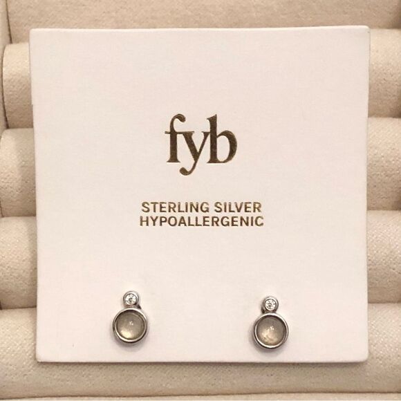 fyb | REESE MOONSTONE STUDS | Sterling Silver - Picture 2 of 2